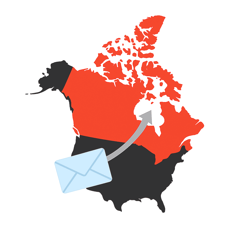 mail traveling from the US to Canada